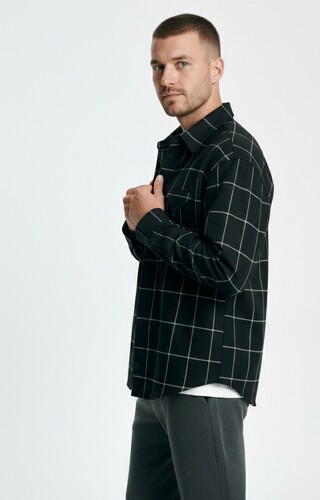 Рубашка QWENTINY UZN23-13070124 Черный фото 4