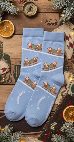 Носки ЗАПОРОЖЕЦ На Санках Голубой фото 2