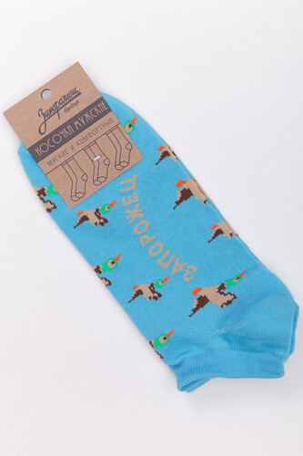 Носки ЗАПОРОЖЕЦ Дичь 86 Бит короткие Голубой фото 6
