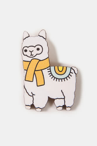 Значок деревянный WAF-WAF Альпака (Белый/Оранжевый) фото 4