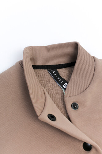 Толстовка без капюшона SEA-PEA СLOTHING женская Серо-Бежевый фото 7