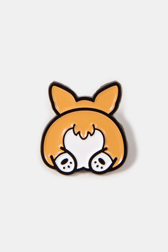 Пин металлический WAF-WAF Мини корги (Белый/Оранжевый) фото 4