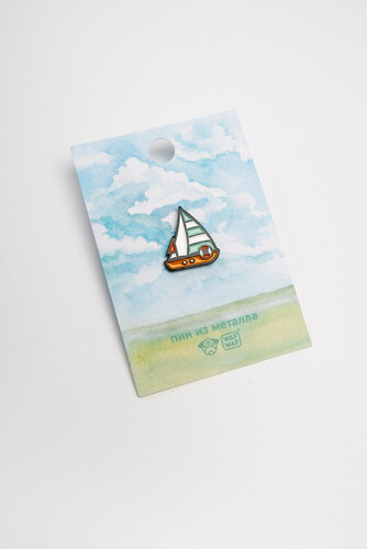 Пин металлический WAF-WAF Под парусом (Белый/Оранжевый/Бирюзовый) фото 5