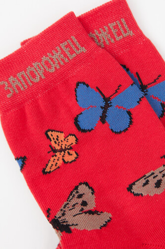 Носки ЗАПОРОЖЕЦ Бабочки Красный фото 9