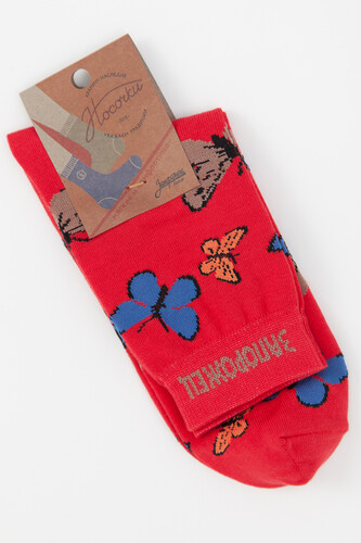 Носки ЗАПОРОЖЕЦ Бабочки Красный фото 7