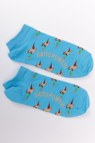 Носки ЗАПОРОЖЕЦ Дичь 86 Бит короткие Голубой фото 5