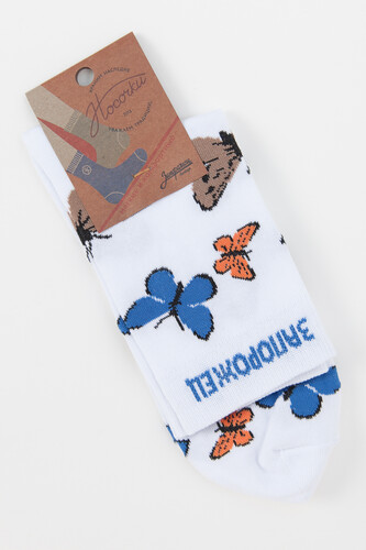 Носки ЗАПОРОЖЕЦ Бабочки Белый фото 6