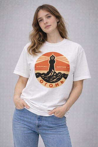 Футболка ЗАПОРОЖЕЦ Огонь Белый фото 4