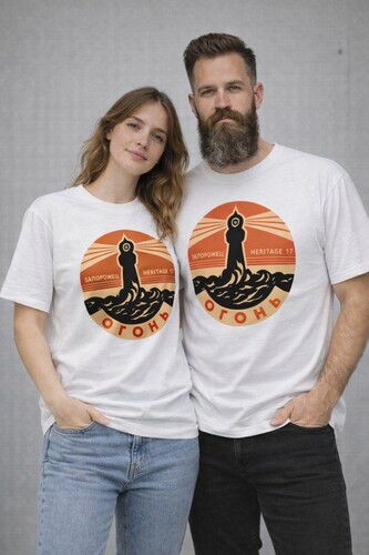 Футболка ЗАПОРОЖЕЦ Огонь Белый фото 6