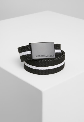Ремень URBAN CLASSICS Canvas Belts black white stripe/black фото 2