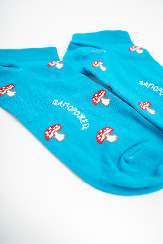 Носки ЗАПОРОЖЕЦ Мухоморчики короткие Голубой фото 7