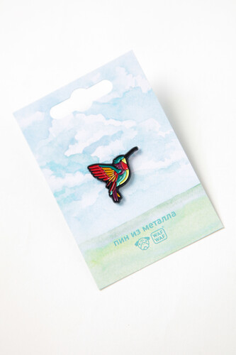 Пин металлический WAF-WAF Колибри (Красный/Оранжевый/Зеленый) фото 5