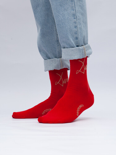 Носки ЗАПОРОЖЕЦ Дичь Каллиграфия Красный фото 22