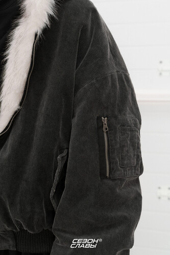 Бомбер СЕЗОН СЛАВЫ Fluffy Черный-Белый фото 15