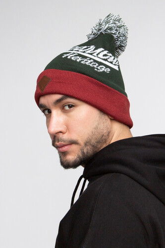 Шапка ЗАПОРОЖЕЦ Logo Pumpon/Лого Помпон Bordeaux/Green фото 8