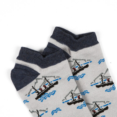 Носки ЗАПОРОЖЕЦ Корабль короткие Серый/Синий фото 8