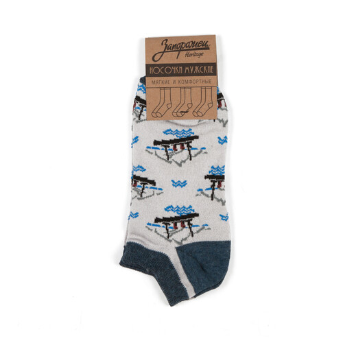 Носки ЗАПОРОЖЕЦ Корабль короткие Серый/Синий фото 6