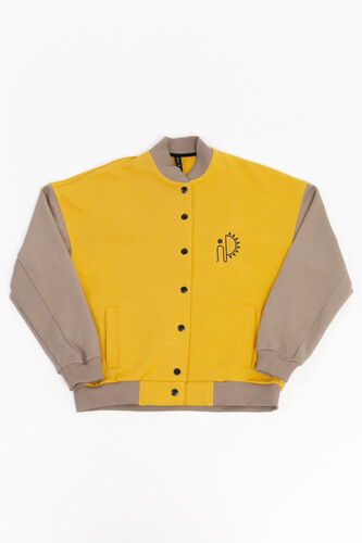 Толстовка без капюшона SEA-PEA СLOTHING женская Горчичный/Серо-Бежевый фото 6