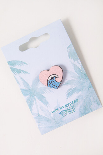 Пин деревянный WAF-WAF Море в моем сердце (Розовый/Синий) фото 5