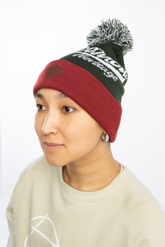 Шапка ЗАПОРОЖЕЦ Logo Pumpon/Лого Помпон Bordeaux/Green фото 9