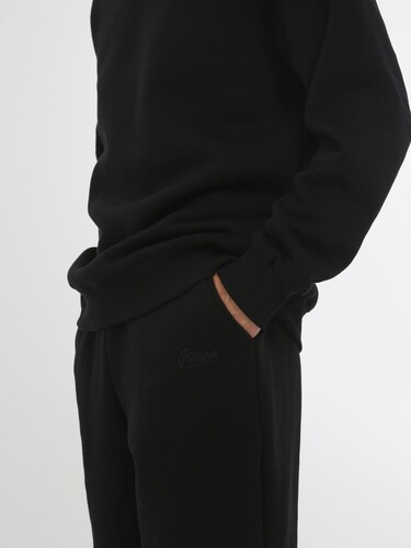 Брюки с начесом спортивные РОДИНА Оверсайз (мужские) Черный фото 6