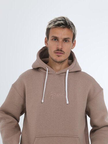 Худи с начесом РОДИНА Оверсайз (мужское) Тауп фото 6