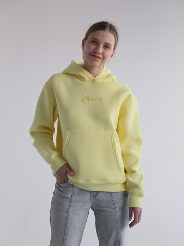Худи с начесом РОДИНА Оверсайз (женское) Молочно-Желтый фото 4