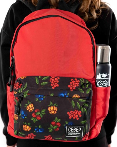 Рюкзак СЕВЕР Северные Ягоды паттерн Красный фото 6