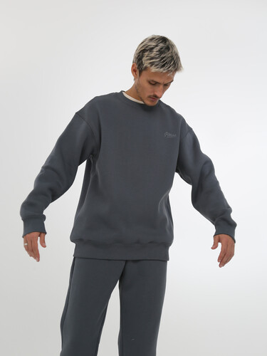 Свитшот с начесом РОДИНА Оверсайз (мужской) Серо-Голубой фото 6