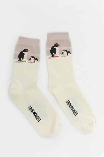 Носки ЗАПОРОЖЕЦ Пингвины Бежевый фото 5