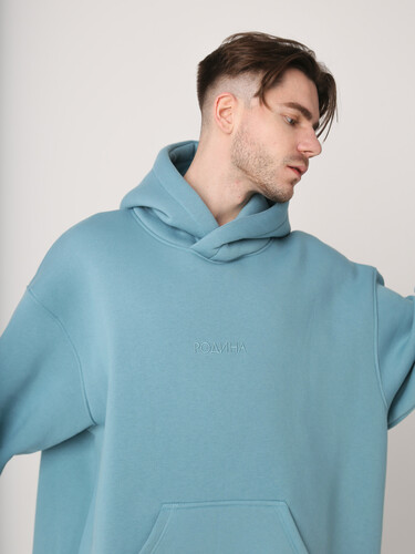 Худи с начесом гипер оверсайз РОДИНА Cloud New Logo (мужское) Деним фото 7