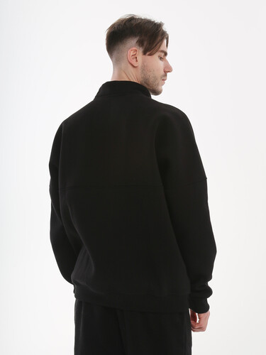 Олимпийка с начесом на короткой молнии РОДИНА Оверсайз(мужская) Черный фото 6