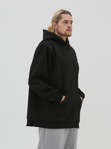 Худи с начесом гипер оверсайз РОДИНА Cloud New Logo (мужское) Черный фото 6