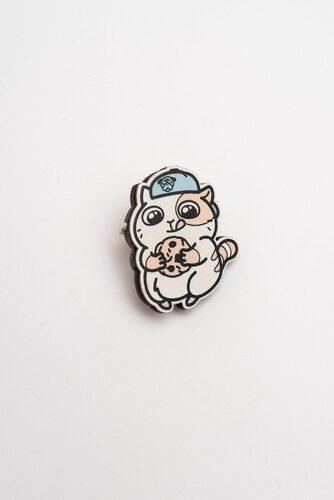 Значок деревянный WAF-WAF Котик с печенькой фото 4