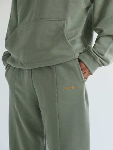 Брюки РОДИНА Loose new logo (мужские) Олива фото 6