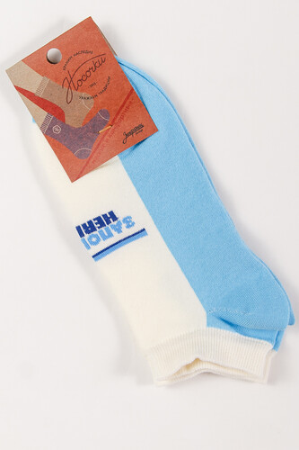 Носки ЗАПОРОЖЕЦ Ретро короткие Молочный/Голубой фото 10