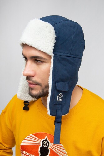 Шапка ЗАПОРОЖЕЦ Ushanka Beanie Navy фото 20