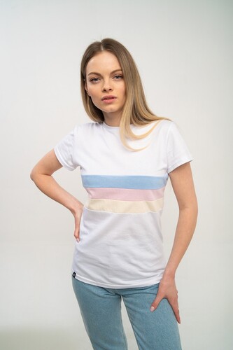 Футболка LONG STORY Three color line Желто-Розово-Голубой фото 6