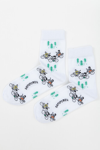 Носки ЗАПОРОЖЕЦ Велосипедисты Белый фото 8