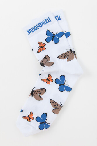 Носки ЗАПОРОЖЕЦ Бабочки Белый фото 5