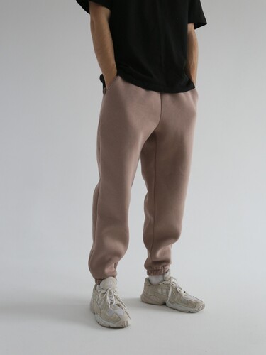 Брюки с начесом спортивные РОДИНА Оверсайз (мужские) Тауп фото 3