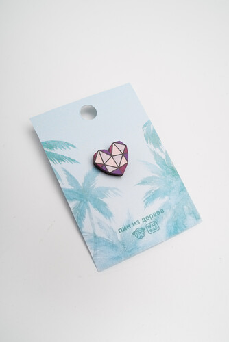 Пин деревянный WAF-WAF Сердце геометрическое фото 5