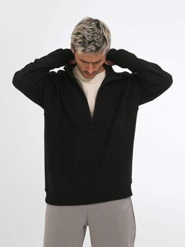 Олимпийка на короткой молнии РОДИНА Оверсайз (мужская) Черный фото 6