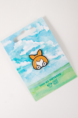 Пин металлический WAF-WAF Мини корги (Белый/Оранжевый) фото 5