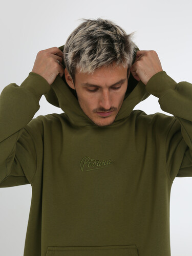 Худи с начесом РОДИНА Оверсайз (мужское) Olive Branch фото 8