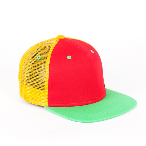 Бейсболка TRUESPIN 3 Tone Blank Trucker Cap Red-Yellow-Green фото 6
