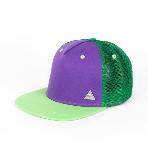 Бейсболка TRUESPIN 3 Tone Blank Trucker Cap Purple-Blue-Green фото 5