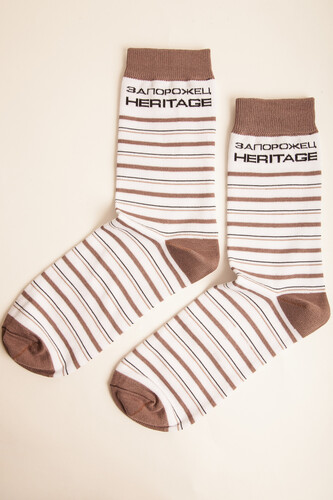 Носки ЗАПОРОЖЕЦ HERITAGE Полоски 2019 Белый/Коричневый фото 7
