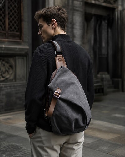 Рюкзак TRUESPIN Canvas Crossbody Серый фото 10