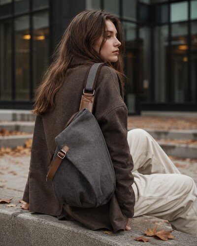 Рюкзак TRUESPIN Canvas Crossbody Серый фото 20